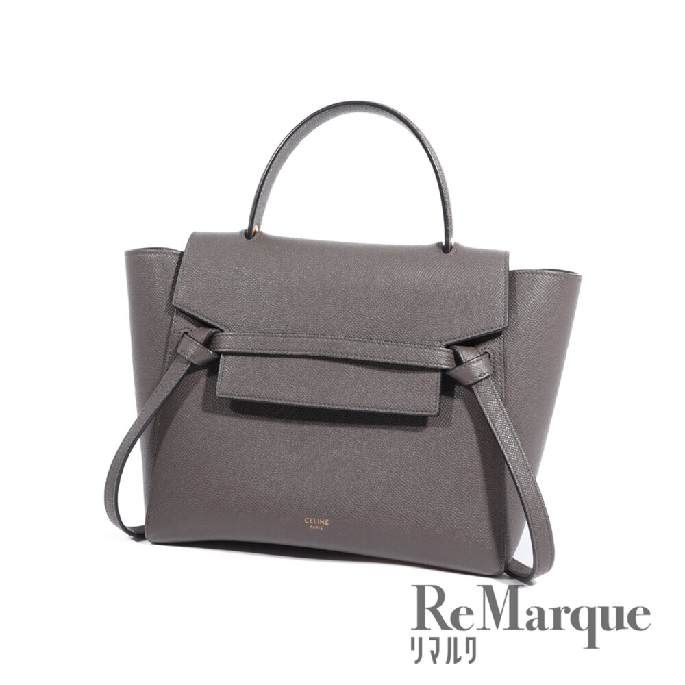 CELINE Belt Bag Gray Leather Handbag Shoulder
